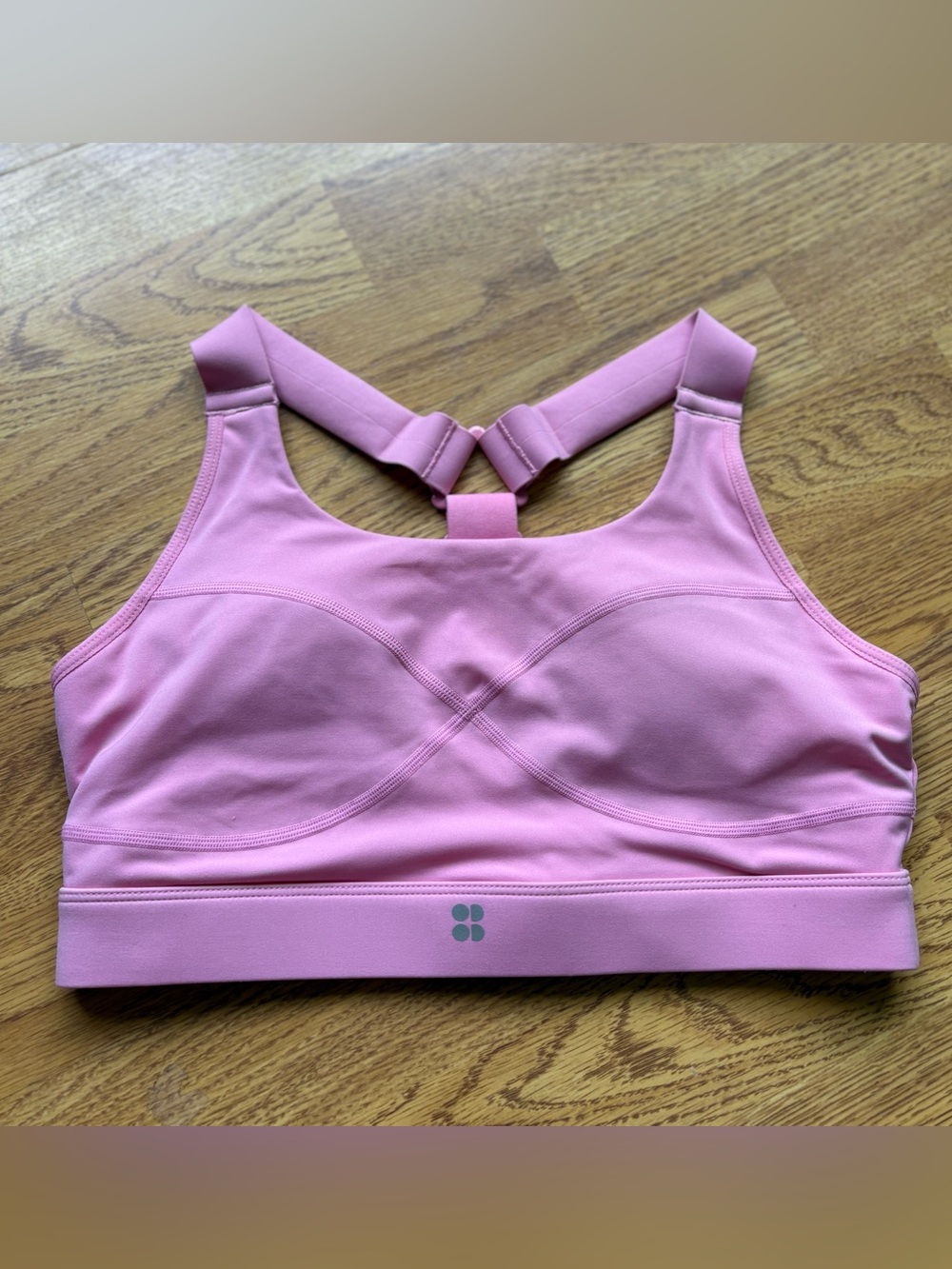Sweaty Betty Pink Medium Support Power Racerback Sports Bra Stretch Padded Sz S